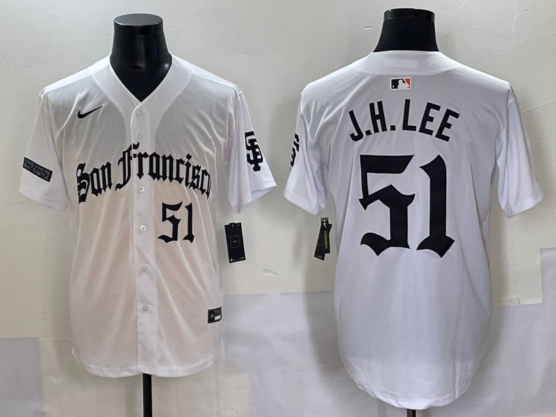 Men 2025 San Francisco Giants #51 J.H.Lee White Five generations Joint Name Nike MLB Jersey style 5->san francisco giants->MLB Jersey